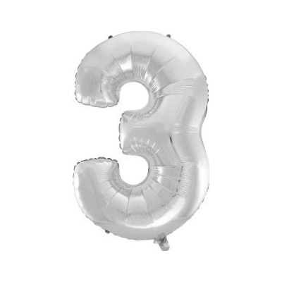 Balón foliový číslice STŘÍBRNÁ SILVER 115 cm 3
