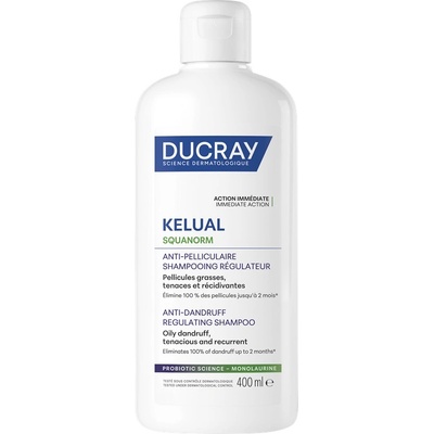 Ducray Kelual Squanorm Регулиращ третиращ шампоан против мазен пърхот, 400 ml
