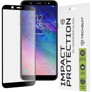 Techsuit Протектор за Samsung Galaxy A6 Plus 2018 - 111D Full Cover / Full Glue Glass - Черен
