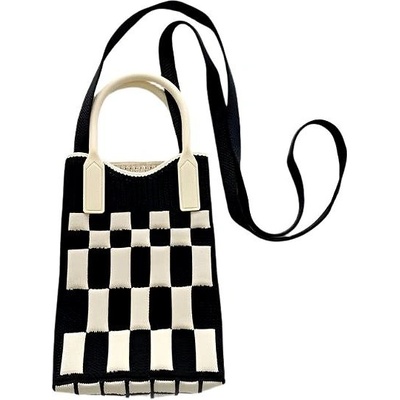 Annam Mini kabelka/taška černo čtverce 25 × 11 cm bílá