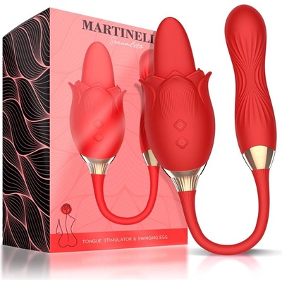 Martinella Двоен стимулатор за клитор с езиче и вибратор червен Martinella