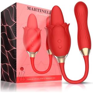Martinella Двоен стимулатор за клитор с езиче и вибратор червен Martinella