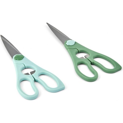 Kuchyňské nůžky KitchenCraft sada 2 ks nerezové čepele víceúčelové stříhání surovin obalů ergonomické rukojeti otvírák KCSCI2PKGR