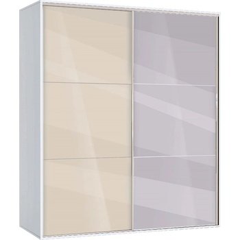 Bogdan Furniture G Двукрилен гардероб с плъзгащи врати Мебели Богдан Модел bm-ava 41, крем гланц с бяло