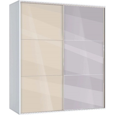 Bogdan Furniture G Двукрилен гардероб с плъзгащи врати Мебели Богдан Модел bm-ava 41, крем гланц с бяло