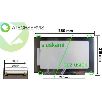 15.6" LCD LED Slim displej - 30 pin eDP FullHD IPS 350 mm nano edge Úchyt: S uškami