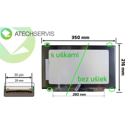 15.6" LCD LED Slim displej - 30 pin eDP FullHD IPS 350 mm nano edge Úchyt: Bez ušiek