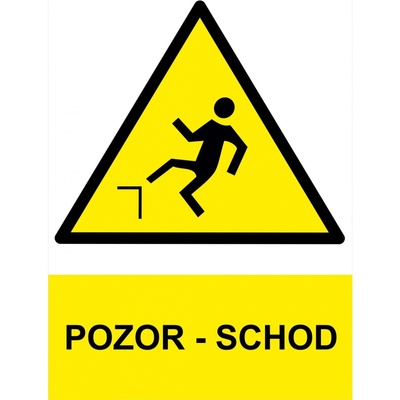 Walteco Pozor - schod 210x297mm, formát A4, samolepka , 20018
