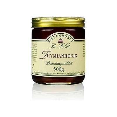 Rüdiger Feldt Imkerei + Bienenprodukte Tymiánový med divoký horský tymián bylinný charakter vysoce aromatický 500 g