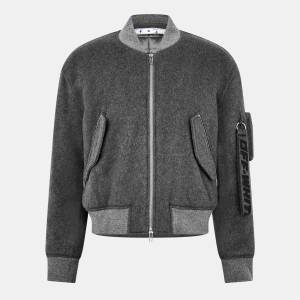 Off White Яке Off White Men's Quote Graphic Bomber Jacket - Gray