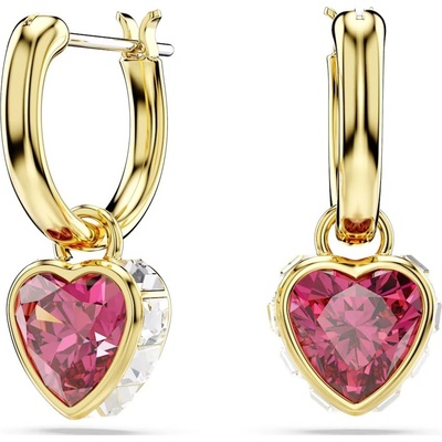 Swarovski Romantické pozlátené náušnice 2v1 Heart Chroma 5684760