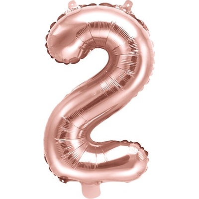 PartyDeco Fóliový balón Mini Číslo 2 ružovo zlatý