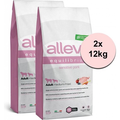 Alleva Equilibrium Sensitive Adult Medium / Maxi pork 2 x 12 kg