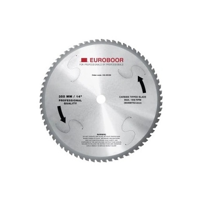 Euroboor Циркулярен диск 355 mm (25.4) 66T (x2.4) за твърда и неръждаема стомана (130.355/66)