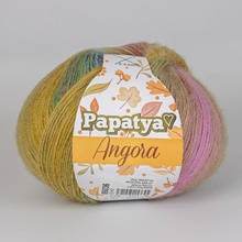 Vlnika Pletací příze PAPATYA ANGORA 556-61 zeleno-fialový melír, efektní, 100g/550m