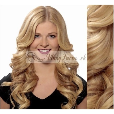 Clip in pás 50-53 cm 100% ľudské vlasy vlnitý prírodná blond