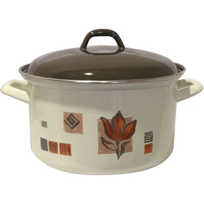 18 см (2, 75 л. ) емайлирана тенджера с метален капак разцветка Рустика (317+339/18 (12-1722))