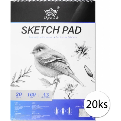 Opeth 135377 Skicár na kreslenie 160g m2 20ks A3