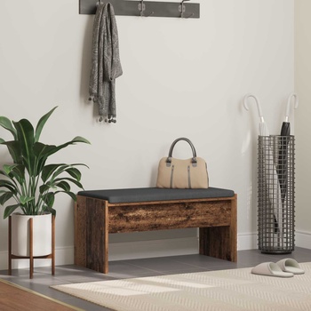 vidaXL Пейка за коридор с възглавница Старо дърво 80 x 38 x 46 см (891558)