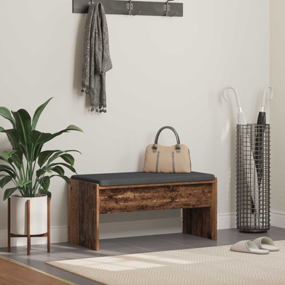 vidaXL Пейка за коридор с възглавница Старо дърво 83 x 38 x 40 см (891558)