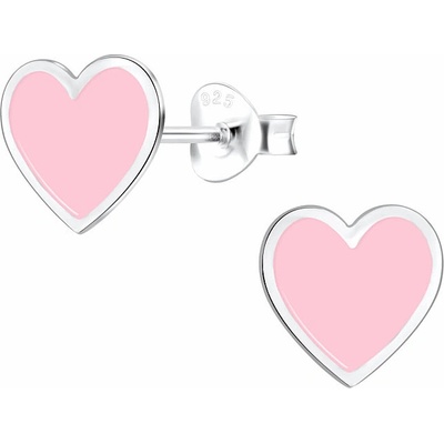 Nefertitis stříbrné náušnice Růžová srdíčka NF51946 8 x 8 mm 0,53 g