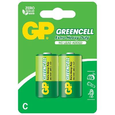 Цинк карбонова батерия GP R14 14G-U2 Greencell, 2 бр. в опаковка, BLISTER, 1.5V (GP-BM-14G-U2)