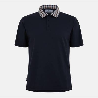 AQUASCUTUM Check Collar Shirt - Black
