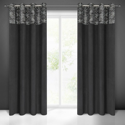 Takoy Záves ARIANA s pruhom lesklej geometrickej potlače-HF-409040 | 140 x 250 cm