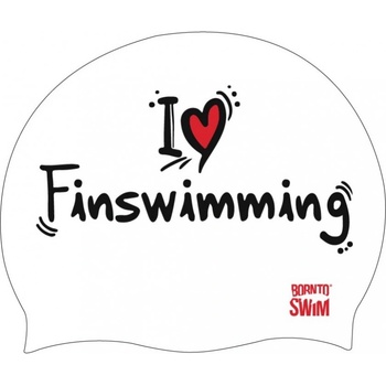 BornToSwim плувна шапка borntoswim i love finswimming cap бял