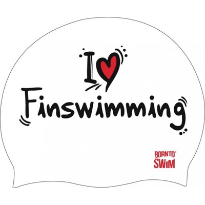 BornToSwim плувна шапка borntoswim i love finswimming cap бял