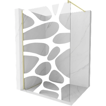 Mexen Kioto душ екран Walk-in 130 x 200 см, бяла вълна 8 мм, златна четка - 800-130-101-55-97 (800-130-101-55-97)