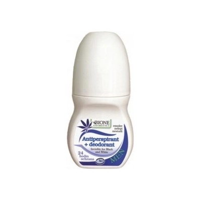 Bione Cosmetics Antiperspirant + deodorant for Men roll-on modrý Invisible for Black and White 80 ml