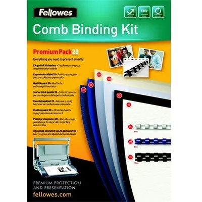 Fellowes Стартов пакет за подвързване с пластмасова спирала, Premium, за 20 документа, FELLOWES 5371801 (5371801)