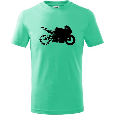 Moto love tričko detské mätová