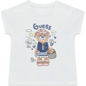 GUESS Тениска за мини момиче с цветно мече и син надпис Guess