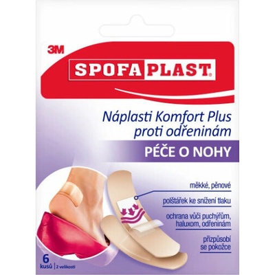 3M Spofaplast Komfort Plus náplasti proti odreninám 187, 72 mm x 25 mm, 6 ks