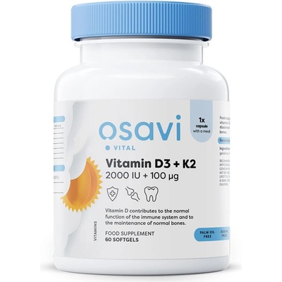 Osavi Vitamin D3 + K2, 2000 IU + 100 mcg 60 kapsúl