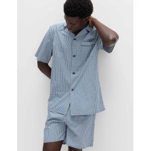 Marks & Spencer Пижамен комплект с точки от чистo памук Marks & Spencer син Marks & Spencer | Sin | МЪЖЕ | S