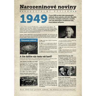 Narozeninové noviny 1949 s vlastním textem a fotografií S fotografií a textem
