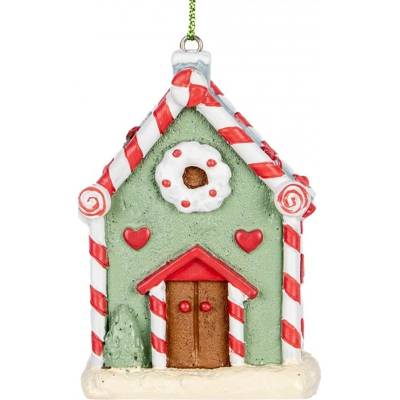 Clayre & Eef Zelená závěsná dekorace perníková chaloupka Candy - 6*4*8 cm