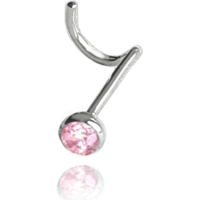 MINET 2337 Stříbrný piercing do nosu s růžovým zirkonem