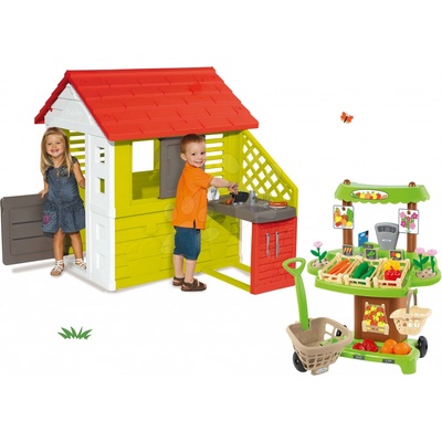 Smoby set domeček Pretty Nature a Écoiffier zeleninový stánek Chef 810702-19