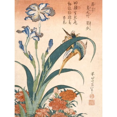 Plagát, Obraz - Kingfisher, Hokusai, Katsushika, 30 × 40 cm