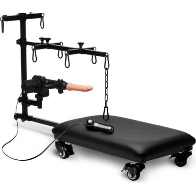 Master Series Hog Tie Restraint Rack with Sex Machine Black