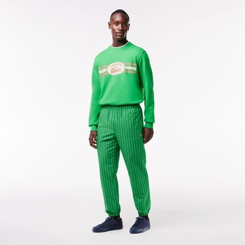 Image 1 of Lacoste Анцуг Lacoste Men's Monogram Print Fleece Closed Cuff Joggers - Calathea/Rocket
