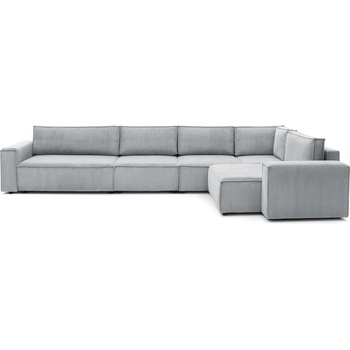 Bobochic Светлосив ъглов диван от велур, десен ъгъл Nihad modular - Bobochic Paris (101206)