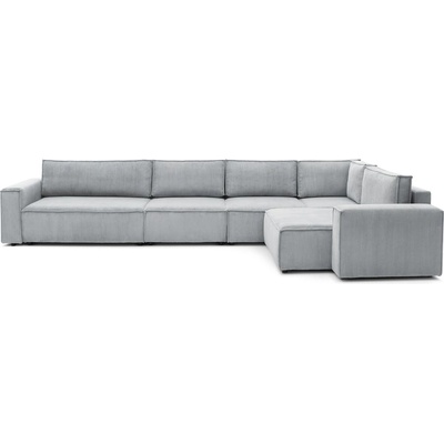 Bobochic Светлосив ъглов диван от велур, десен ъгъл Nihad modular - Bobochic Paris (101206)