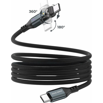 Mobile Origin MO-MRC-CB14 Otočný magnetický 540° USB-C na USB-C CB14 240W 480 Mb/s 1m sivý
