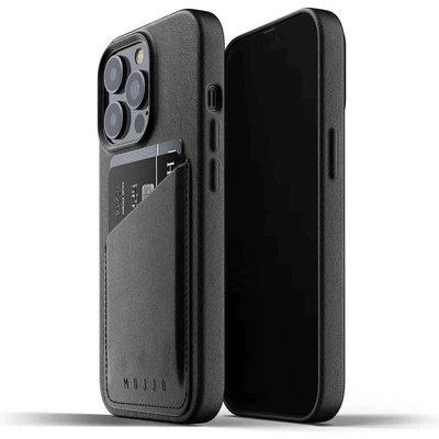 Mujjo Leather Wallet Case - кожен (естествена кожа) кейс с джоб за кредитна карта за iPhone 13 Pro (черен)