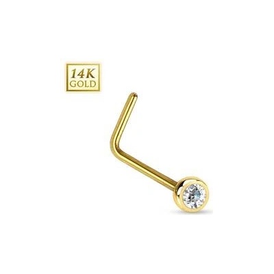 Šperky4U zlatý piercing do nosu se zirkonem ZL01035-YG